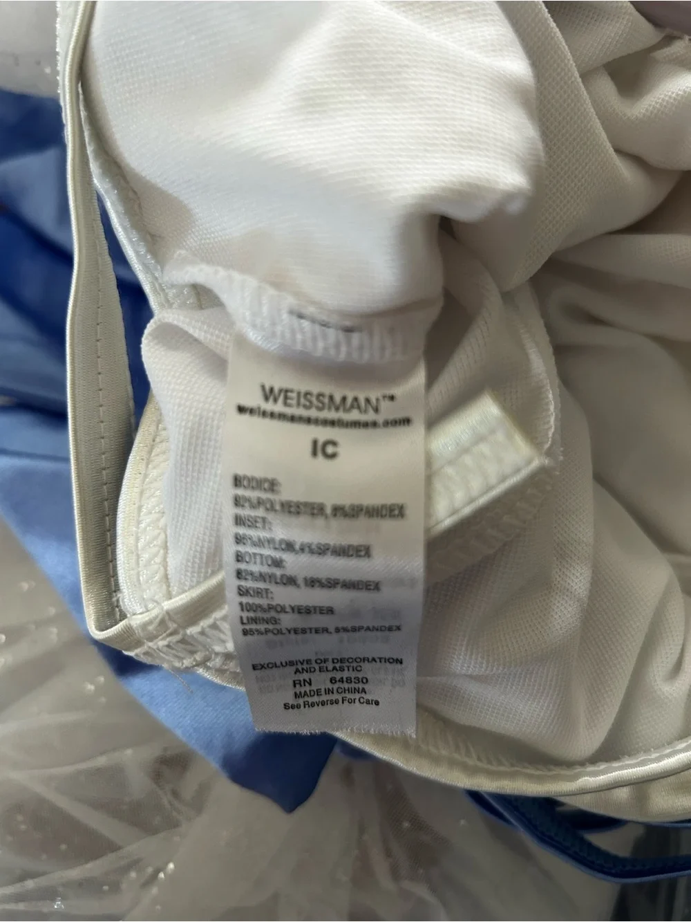 Weissman Sparkling White and Light Blue Ombré Tulle Ballet Dress. Size IC